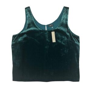 J Crew Green Velvet Tank Top Blouse